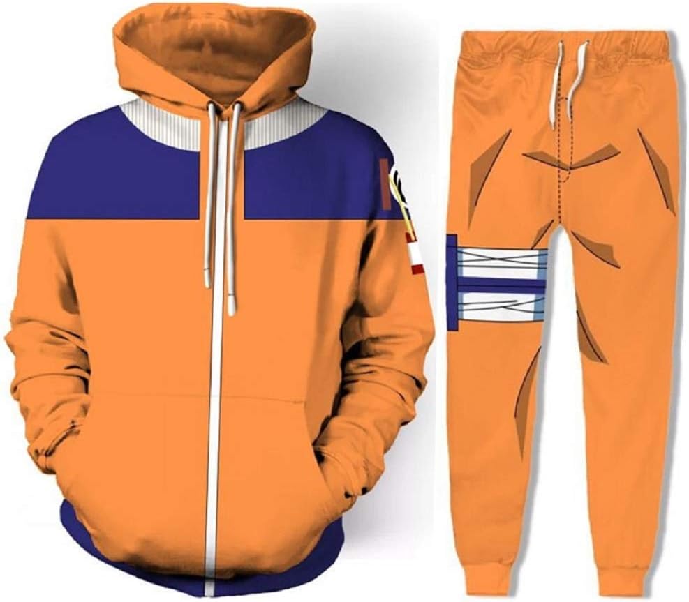 Uzumaki Hoodie Jogger Pants Anime Halloween Cosplay Costume Orange