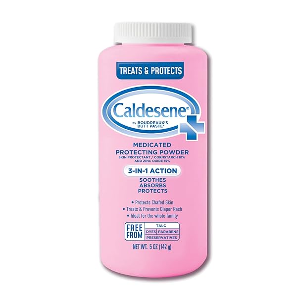 CALDESENE MEDICATED PROTECTING BODY POWDER WITH ZINC OXIDE AND CORNSTARCH, TALC-FREE BABY POWDER SOOTHES & PROTECTS, 5 OZ.