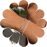 Andelaisi Boho Sparkly Chain Bracelet Vintage Layered Paperclip Chain Bracelets Gold Bling Chains Hand Bracelets Adjustable Slave Link Bracelet Jewelry for Women