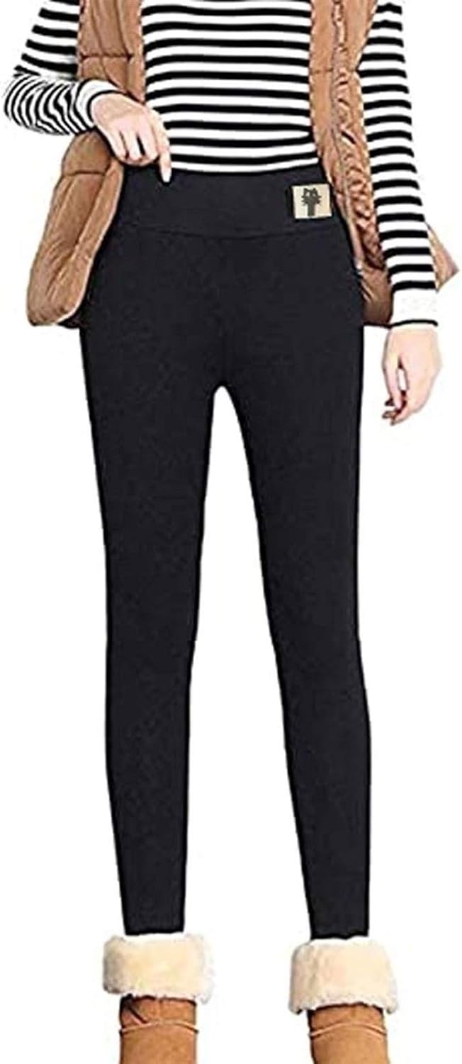 Women's Thick High Waisted Sherpa Lined Leggings Winter Tights Tummy Control Warm Stretchy