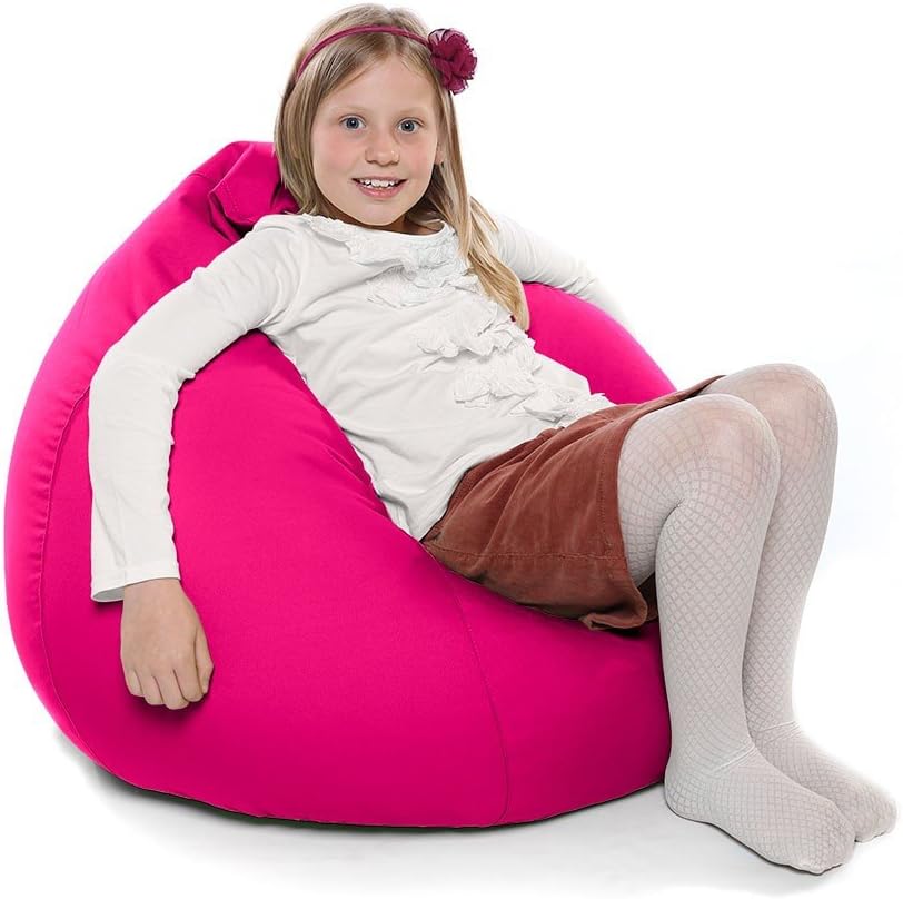 RUComfy Kids Classic Indoor Outdoor Bean Bag Cerise Pink, Fabric, One Size