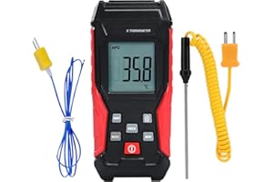 JuviPerpric Thermocouple Thermometer Digital K Type Thermometer, Thermocouple Tester(-328~2501℉) with 2 K-Type Thermocouples 