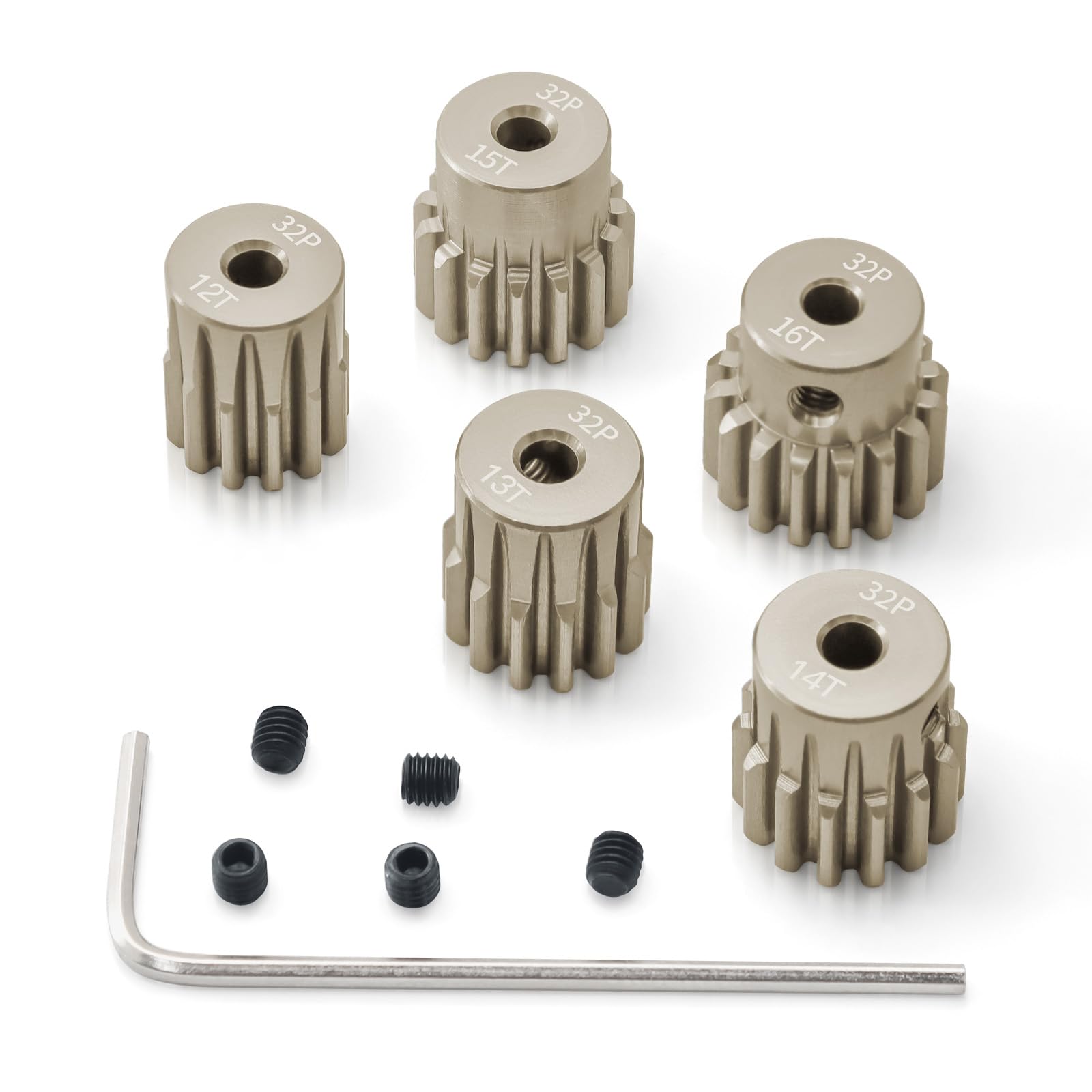 Photo 1 of ***MISSING HARDWARE//COSMETICS***(FOR PARTS ONLY)
32P Pinion Gear Sets 12T 13T 14T 15T 16T for Shaft 3.175mm RC Motor Compatible with HPI Kyosho Losi Axial Tamiya 1/10 RC Car Monster Truck Upgrade Parts (7075 Aluminum)