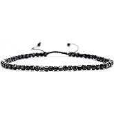 Angelstones Crystal Bracelet for Women, Natural Gemstone Small Beaded Bracelets, 3mm Faceted Cube Beads, Healing Bracelets for Women