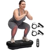 SQUATZ Vibration Plate Exercise Machine | Low-Impact Full Body Vibrator Plate with 99 Speed Levels &amp; 9 Preset Programs | Resistance Bands &amp; Remote Included | 265 lb Capacity | for Home &amp; Office