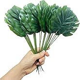 Urier 24 Pieces Mini Artificial Palm Leaves,11" Artificial Leaves for Decoration,Center Pieces Decoration for Table Party,Leaves Wall Decor for Wedding Shower Decorations (Green)