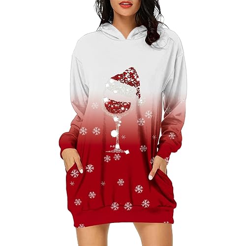 Christmas Jumper 2025 Grey Christmas Jumper Jumpers Women Christmas Jumpers for Women Oversized Long Jumper Dresses Crewneck Sweaters Xmas Sweatshirts Fashion Pullover Novelty Hoodies