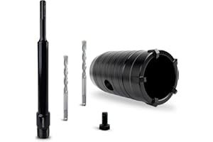 DECKRKAT 1-1/2" Concrete Hole Saw Kit,Electroplated Black Quenching Tech,Heavy-Duty Thickened Alloy Teeth,SDS Plus Shank & 2 Center Bits for Concrete,Brick,Stone.