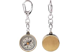 2PCS Vintage Zinc Alloy Pocket Compass Keychain, Compact Portable Outdoor Navigation Tool with Unique Keychain Design, for Hi