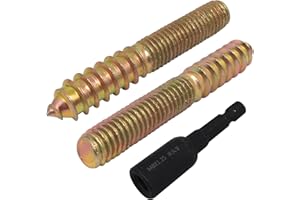 DGZ STORE 10Pcs Hanger Bolts Double Headed Bolts Kit,with (M8x1.25mm) Hanger Bolt Driver, Hanger Bolts for Wood Furniture(M8x55mm)