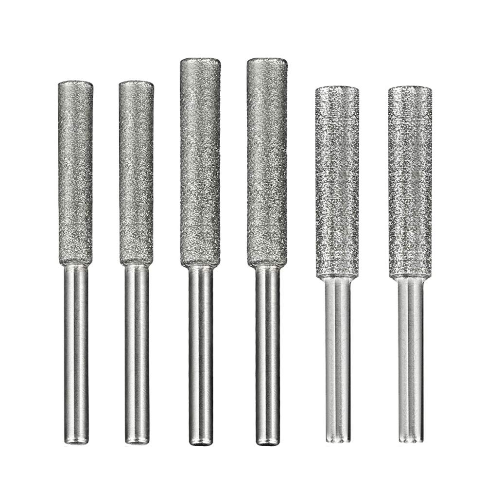 Nifocc 6 PCS Diamond Sharpening Wheels Diamond Chainsaw Sharpener Burr Grinding Stone File for Metal Chainsaw Alloy Steel Jade Gem Stone carving Ceramics Glass - 4 mm 4.8mm 5 mm