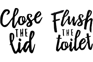 Azure Zone, Set of 2 Funny Flush The Toilet and Close Lid Seat Sticker Decal for Bathroom