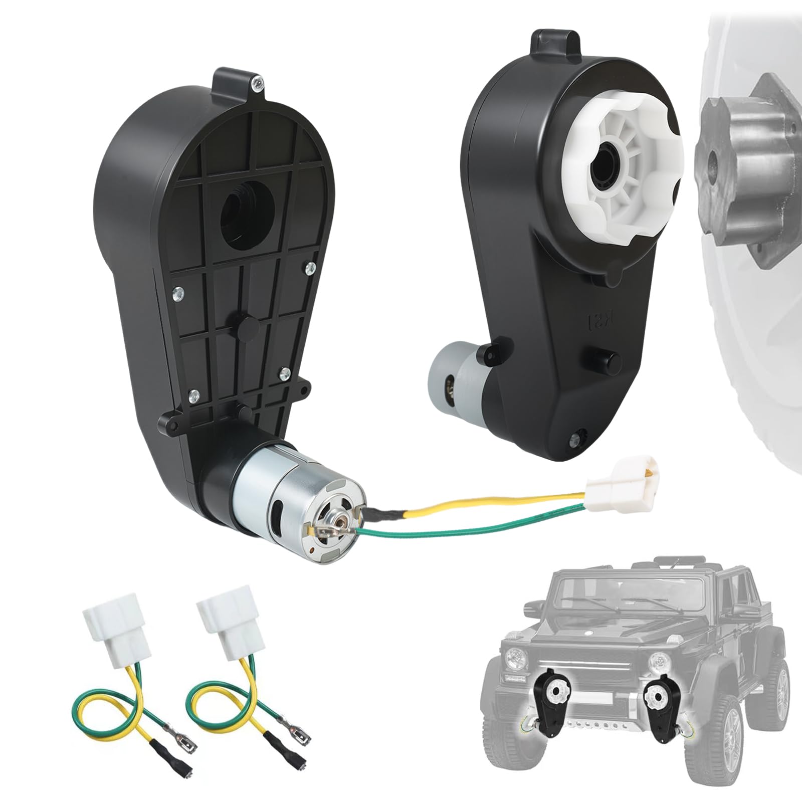 2PCS 24V RS550 Electric Motor Gear Box, 35000RPM, DC 24V, for Electric Vehicle Power Wheels Replace Parts, Kids Ride On Toy Gearbox Kit