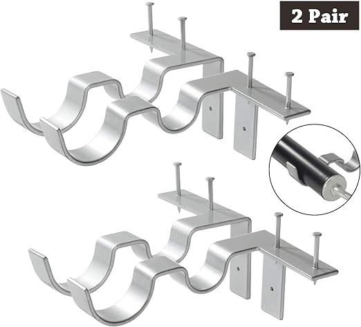 Amazon Com Goowin Curtain Rod Bracket No Drill Hang Curtain Rod