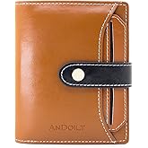 ANDOILT Wallets for Women Genuine Leather Small Bifold Wallet RFID Blocking Card Case Purse with ID Window Coin Pocket | Small, RFID Blocking, Card Case, Purse, with ID Window, Coin Pocket