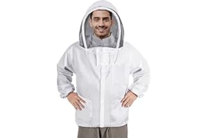ISIVBPEP Beekeeping Jacket for Men Women,Polycotton Bee Jacket with Veil Hood,Beekeeper Jacket,Bee Keeper Suite Suitable for Professional Beekeepers and Beginners（XXL）