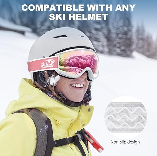 findway Ski Goggles OTG - Over Glasses Snow/Snowboard Goggles for Men, Women ＆ Youth - 100% UV Protection findway Ski Goggles OTG - Over Glasses Snow&frasl;Snowboard Goggles for