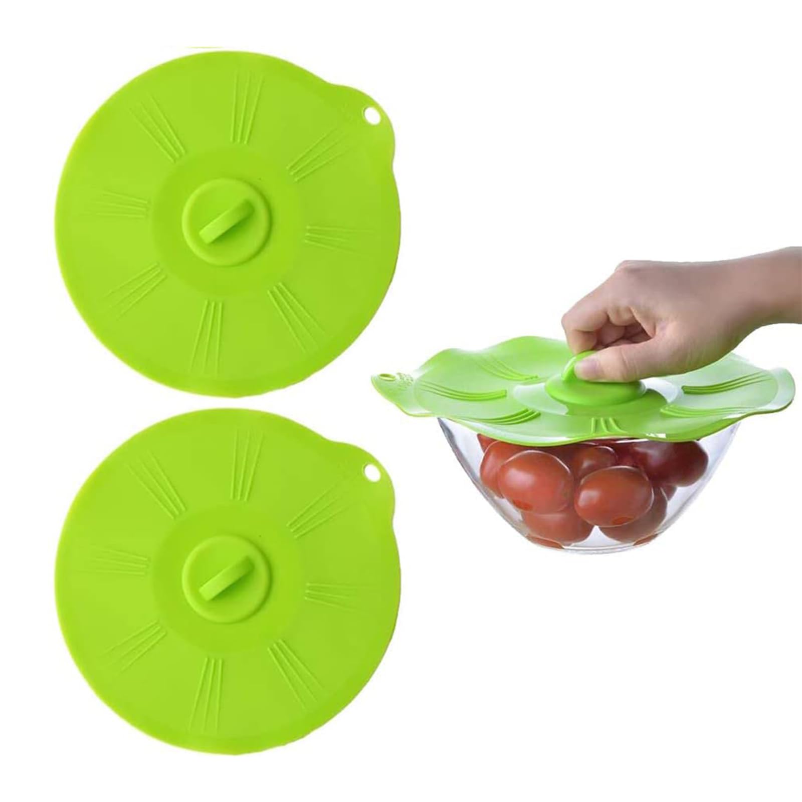 Silicone Suction Lids, Food Covers Food Storage Microwave Cover Heat Resistant Lids BPA-Free Leak-Proof for Bowls Pots Pans 2 Pack
