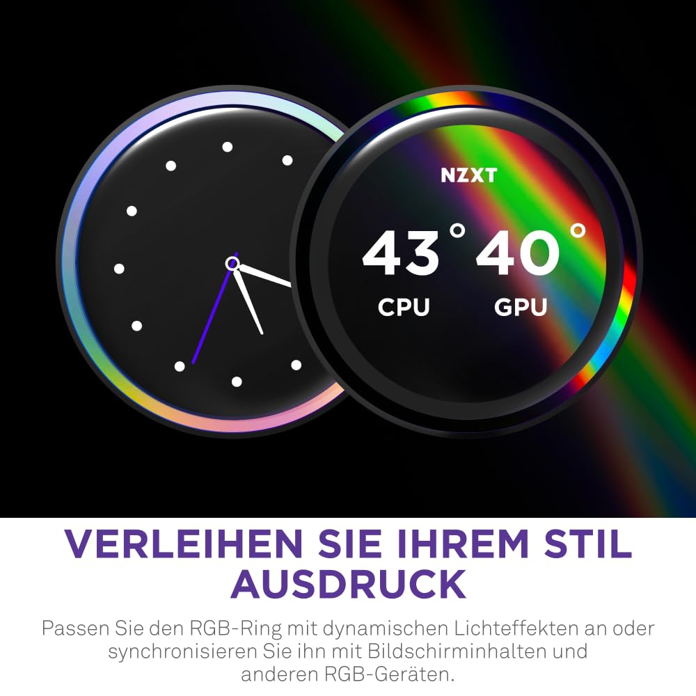 NZXT Kraken Serie – AIO CPU-Flüssigkeitskühler – Anpassbares LCD-Display – Hochleistungs-Lüfter – Kompatibel mit Intel® & AMD® Sockel – Elite 360 RGB – Schwarz 6