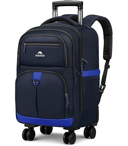 MATEIN Rolling Backpack with 4 Spinner Wheels, 17 Inch Backpack on Wheels