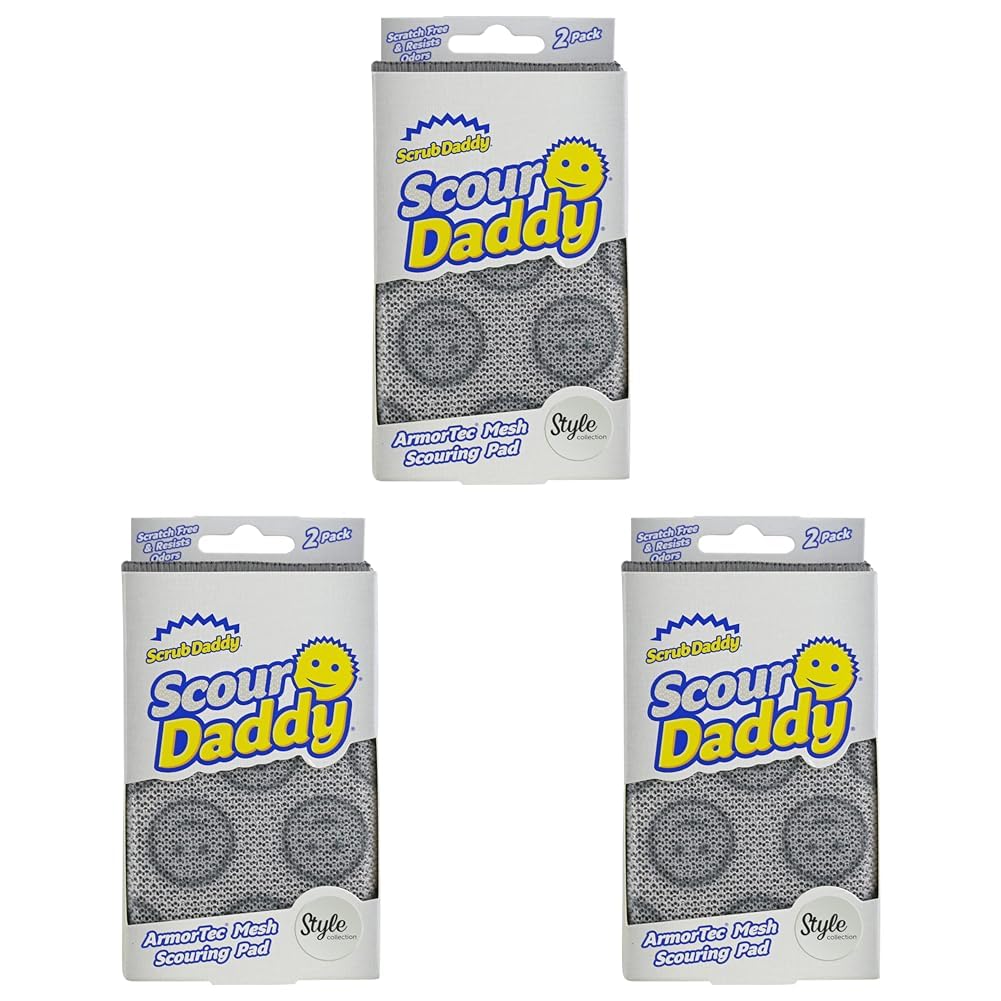 Scrub Daddy Scour Daddy Style, Scourers Non Scratch Scrubbing Sponge, Scouring Pads, Kitchen Sponges for Dishes, Dishwashing Pan Scrubber, Cleaning Supplies, Dish Sponges for Washing up, Pack of 6