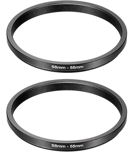 K&F Concept 55-58mm  2 Pcs  Step-Up Ring Adapter, 55mm To 58mm Step Up Filter Ring For 55mm Lens Install 58mm Nd Cpl Uv Lens Filter