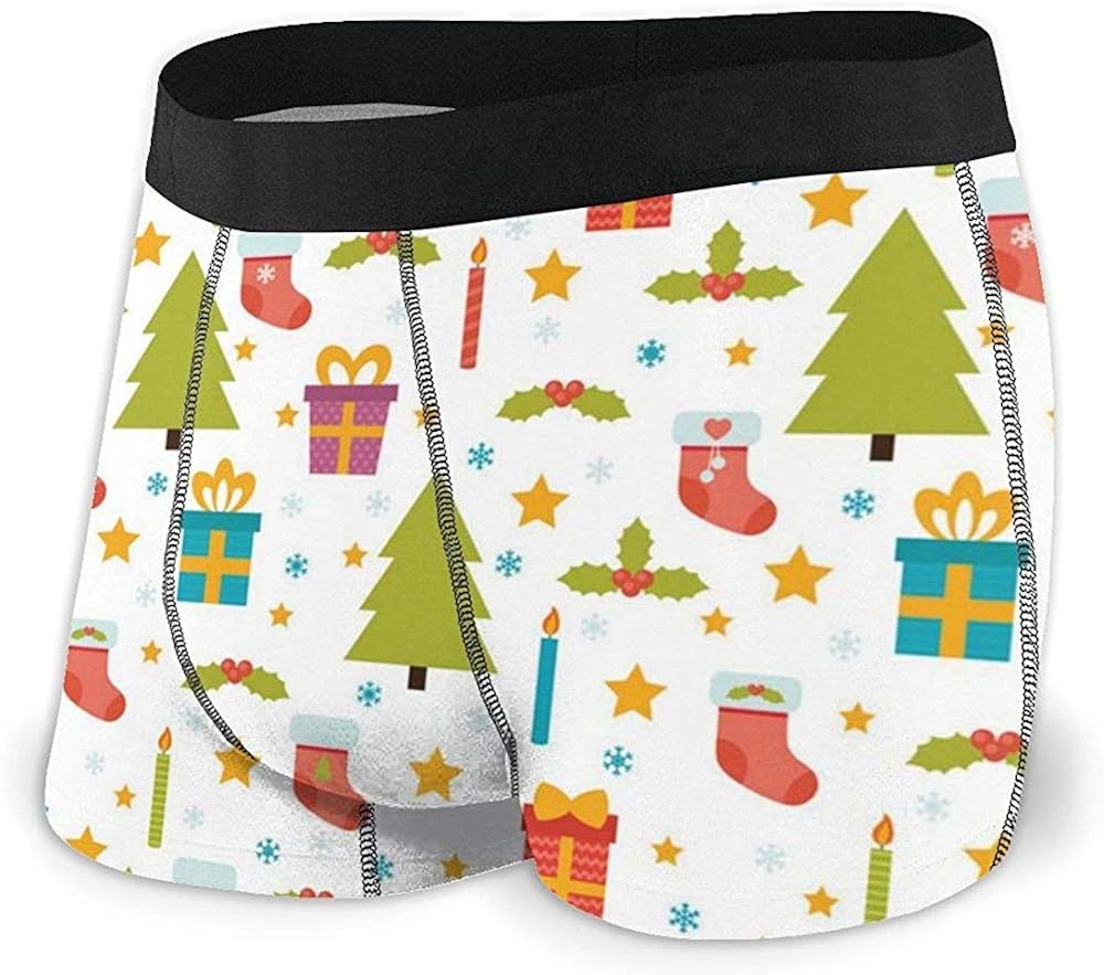 N/A Men's Breathable Underwear Lovely Christmas Tree and Presents Comfortable Boxer Briefs