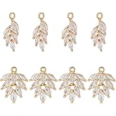 Hobbspring 8Pcs Crystal Leaf Charms 2 Styles Gold Cubic Zirconia Wheat Leaf Charms Spring Plant Leaves Rhinestone Charm for Necklace Earrings Bracelets Jewelry Making DIY Crafts