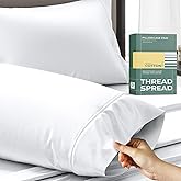 THREAD SPREAD 100% Organic Cotton King Size Pillow Cases Set of 2 - Soft, Cooling, Crisp & Breathable Organic Cotton Percale Weave Pillowcase for King Pillow (White), Authentic GOTS Certified