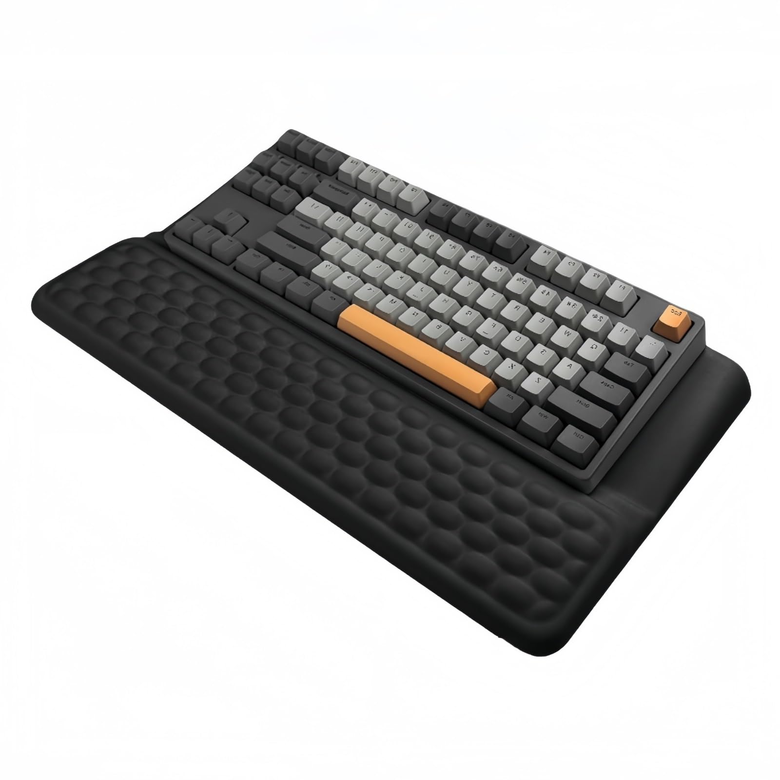 Photo 1 of LJYZMD Ergonomic one-Piece Computer Keyboard Stand with Wrist Rest for Desktop Offers Two Support Angles. Silky Lycra Surface and Memory Foam Comfortable Hand Support (Black)