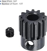 sourcing map 2Pcs 32P 13T Pinion Gear 5mm Shaft Carbon Steel RC Car Boat Drone view 4