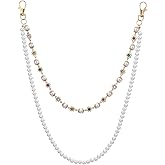 Layered Wallet Pants Chain for Men & Women, Exquisite Rhinestone Flower & Pearl Pocket Chain, Punk Fashion Streetwear Jeans Accessory, Trendy Keychain Jewelry for Clothing and Gift