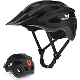 Veltuno Bike Helmet for Adults, Lightweight Mountain Bicycle Helmet with USB Rechargeable LED Rear Light, Removable Sun Visor for Women, Men, Suitable for Cycling and Commuting