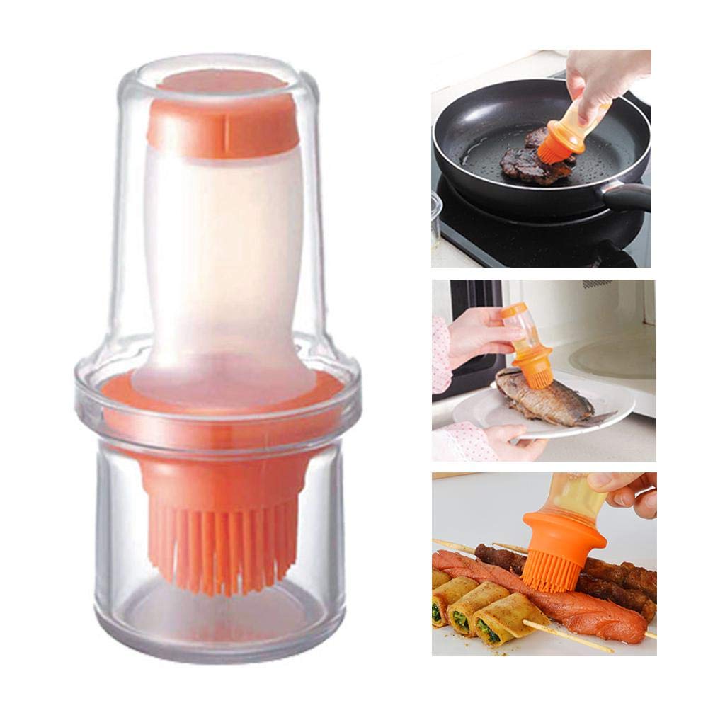 Oil Bottle and Brush,Lesgos Silicone Oil Bottle with Basting Brush Chef