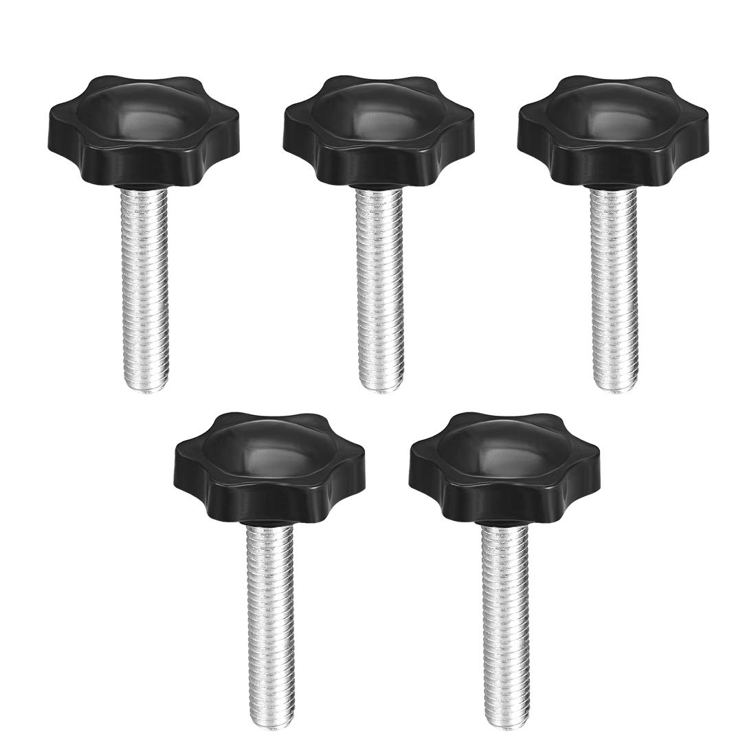 uxcell Clamping Screw Knob, 38mm Dia Plum Hex Shaped Grips Star Knob M8 x 45mm Male Thread, 5pcs