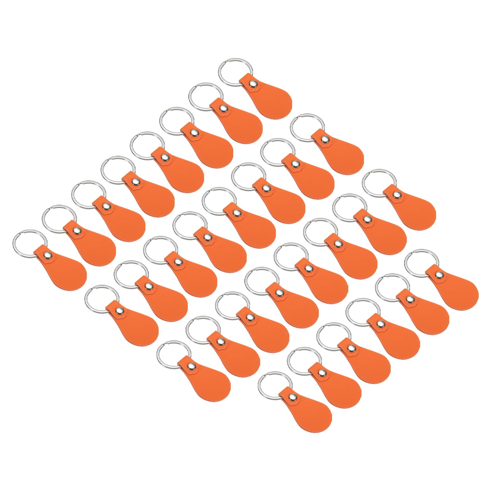 PATIKIL Leather Key Fob Kit, 30 Pack Orange PU Leather Key Fobs with Rivets and Key Rings, DIY Keychain for Laser Engraving, Leather Making