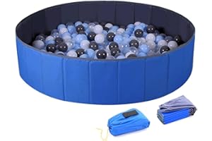 WWS 4 feet Ball Pit for Kids/Baby Play Yard/Baby Playpen/Fence for Baby, Holds Over 1000 Balls, Folding Portable, No Need Inflate, More Than 12 Sq.ft Play Space