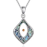 URONE Filigree Teardrop Necklace 925 Sterling Silver Mustard Seed Moonstone Pendant Vintage Filigree Jewellery Gifts For Women