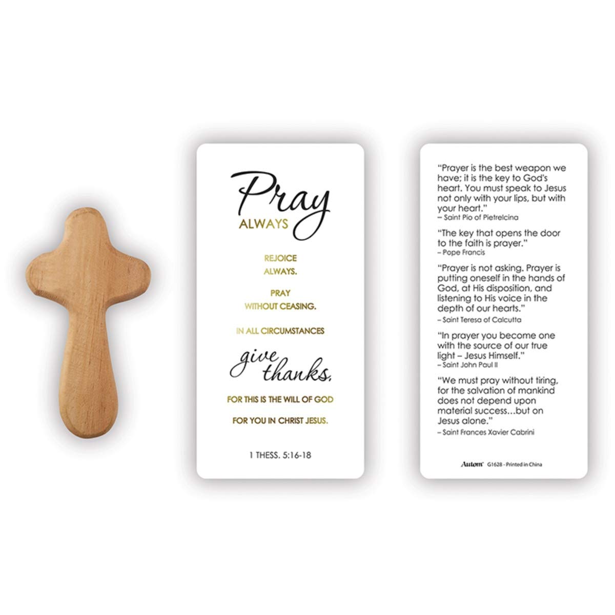 Photo 1 of Needzo Pray Always Hand-Held Wooden Cross with Prayer Card, 4 Inch
