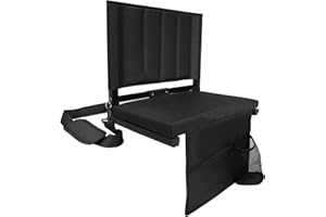 ZEMIRO CHARGE Stadium Seats with Back Support, Padded Bleacher Chair with Cushion, Shoulder Strap, Cup Holder, and Side Pocket. Portable, Folding, Comfortable for Sports Events - 3CM Thick