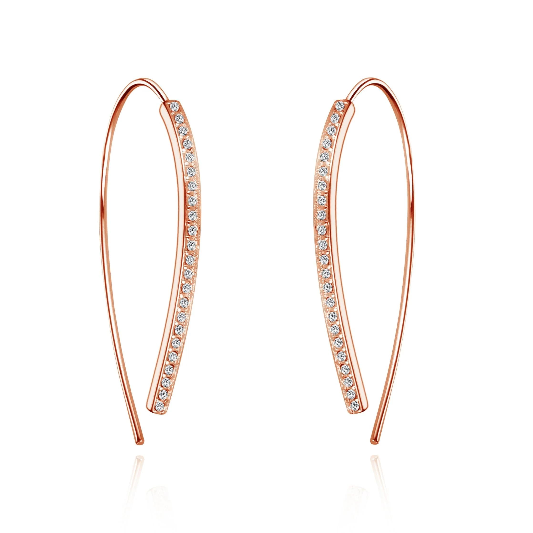 Philip Jones Rose Gold Plated Thread Earrings Created with Zircondia® Crystals