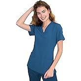 Green Town Scrubs for Women - 4 Pocket V-Neck Scrub Top, Stretch Fabric, Easy Care Uniforms