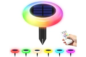 intelamp Solar Pathway Lights Outdoor, 6 Pack 9 Color Changing with Remote Control, Dusk to Dawn Solar Powered Waterproof LED Ground Lighting for House Outside Lawn Garden Yard Patio