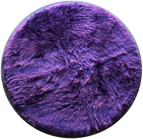Masada Rugs, Faux Sheep Fur Shag Round Area Rug Purple (5 Feet X 5 Feet) Round