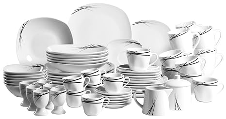 Mäser, Serie Linea Nera, Kombiservice 62-teilig, Starterset für 6 Personen