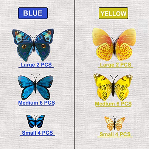 Wall Decor Wall Decorations 3d Butterfly Wall Stikers For Room Classroom Bedroom Living Room Party Wedding 24 Pcs Paper Butterfly Blue Yellow Pricepulse