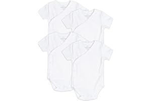 GOOBIE BABY Baby Side Snap Bodysuit Set, 100% Cotton Boy Girl Unisex Kimono Onesie, 4 Pack