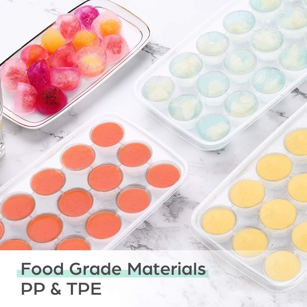 Liorque Ice Cube Trays 4 Pack, Flexible 84-Ice Trays with Spill-Resistant Removable Lid, Reusable and BPA Free, Green: Kitchen & Dining