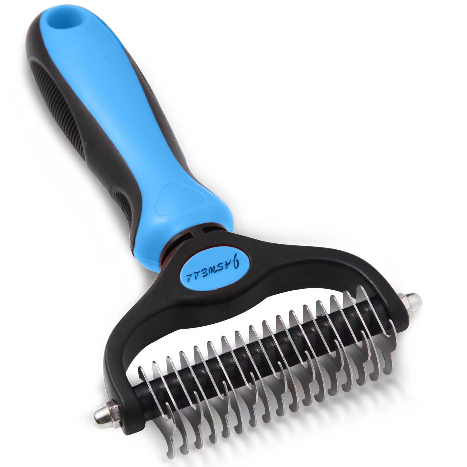 JASWELL Pet Grooming Tool Dematting Comb for Dogs& Cats 2 Sided Undercoat Rake for Easy Mats &Tangles Removing blue
