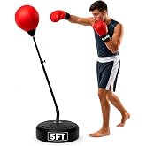 Hurtle Punching Bag with Stand for Adults and Teens, Adjustable Boxing Bag with Premium Gloves, Freestanding Reflex Bag Training Equipment for Home Workout Fitness and Stress Relief
